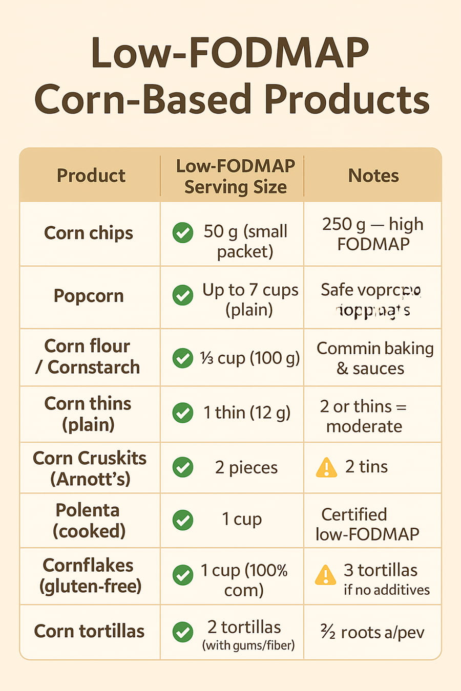 ow-FODMAP corn-based products